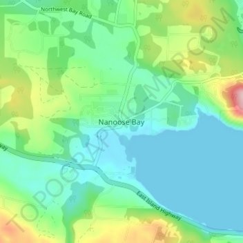 Mapa topográfico Nanoose Bay, altitude, relevo
