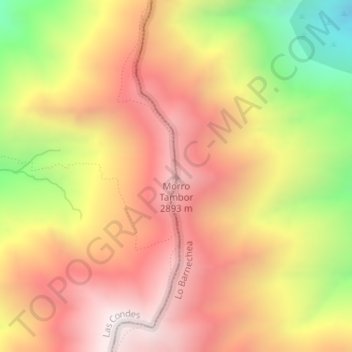 Mapa topográfico Morro Tambor, altitude, relevo