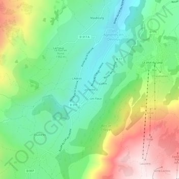 Mapa topográfico Le Forest, altitude, relevo