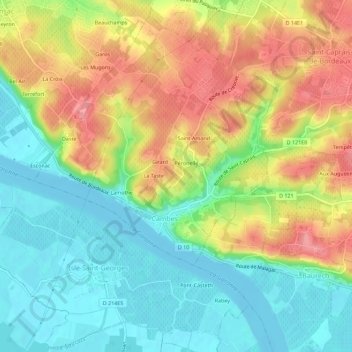 Mapa topográfico L'Hortie, altitude, relevo