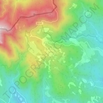 Mapa topográfico la Vajol, altitude, relevo
