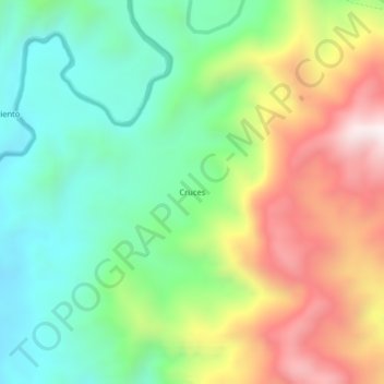 Mapa topográfico Cruces, altitude, relevo