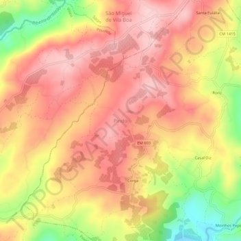 Mapa topográfico Pindo, altitude, relevo