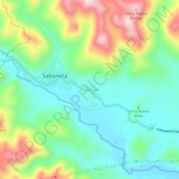 Mapa topográfico Piñango, altitude, relevo