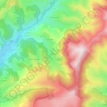Mapa topográfico Le Pouget, altitude, relevo