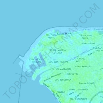 Mapa topográfico Colonia Revolucion, altitude, relevo