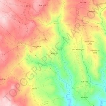 Mapa topográfico Vilarinho, altitude, relevo