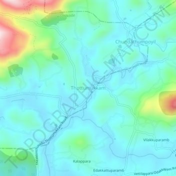 Mapa topográfico Thottumukkam, altitude, relevo