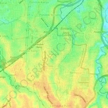 Mapa topográfico Rengas, altitude, relevo