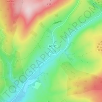 Mapa topográfico Saughtree, altitude, relevo