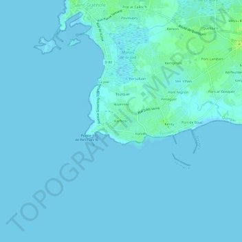 Mapa topográfico Kerfezec, altitude, relevo