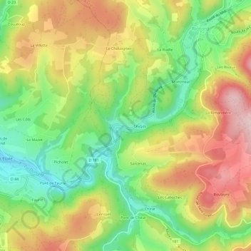 Mapa topográfico Leygat, altitude, relevo