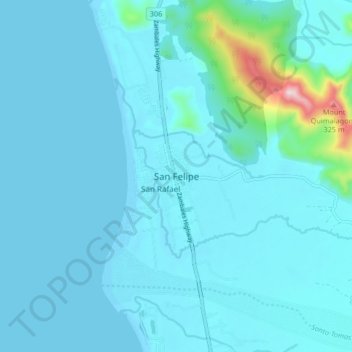Mapa topográfico San Felipe, altitude, relevo