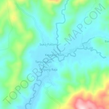 Mapa topográfico Kejadian Lom, altitude, relevo
