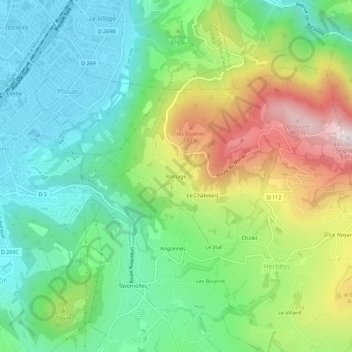 Mapa topográfico Romage, altitude, relevo