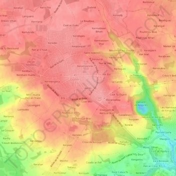 Mapa topográfico Kerilis, altitude, relevo
