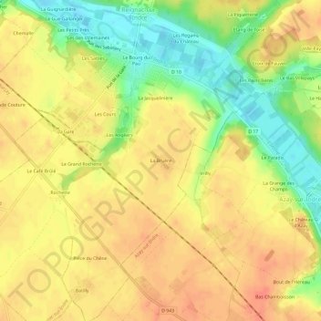 Mapa topográfico La Bruère, altitude, relevo