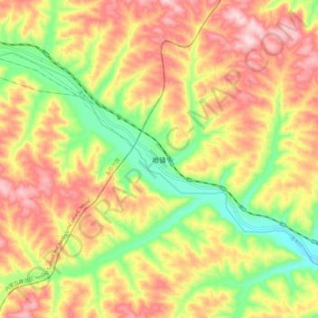 Mapa topográfico 哈镇, altitude, relevo