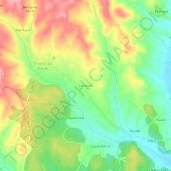 Mapa topográfico Camarões, altitude, relevo