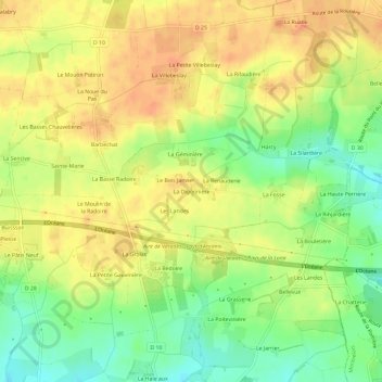 Mapa topográfico La Digonnière, altitude, relevo