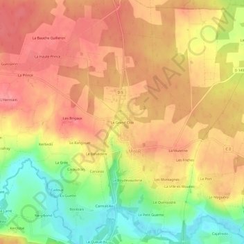 Mapa topográfico Le Grand Clos, altitude, relevo