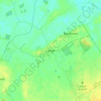 Mapa topográfico Langar, altitude, relevo