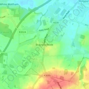 Mapa topográfico Braywoodside, altitude, relevo
