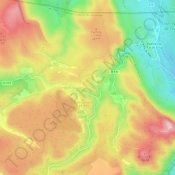 Mapa topográfico Canto Perdix, altitude, relevo