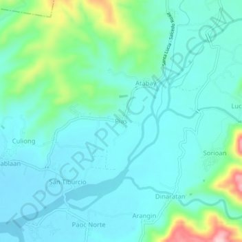 Mapa topográfico Pias, altitude, relevo