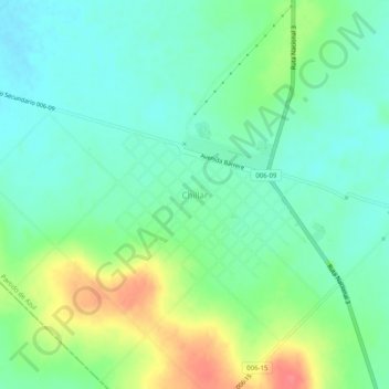 Mapa topográfico Chillar, altitude, relevo