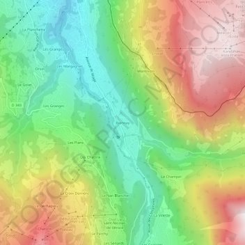 Mapa topográfico Bionnay, altitude, relevo