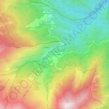 Mapa topográfico Mònesi di Mendatica, altitude, relevo