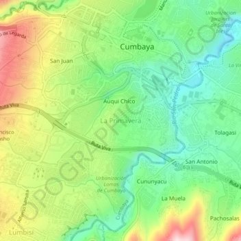 Mapa topográfico La Primavera, altitude, relevo