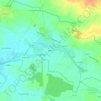 Mapa topográfico Madrid, altitude, relevo