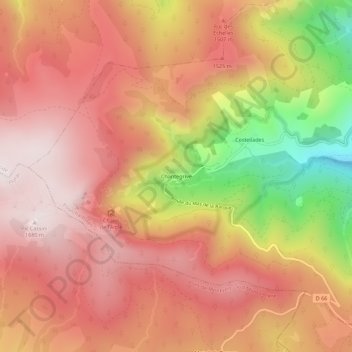 Mapa topográfico Chantegrive, altitude, relevo