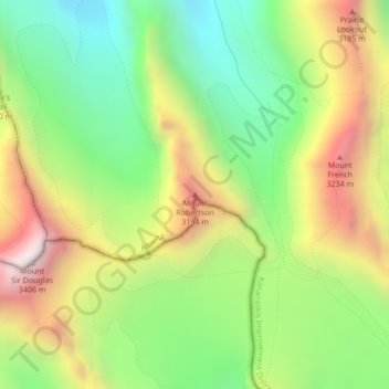 Mapa topográfico Mount Robertson, altitude, relevo