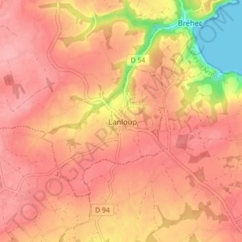 Mapa topográfico Kerlabia, altitude, relevo
