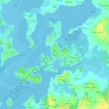Mapa topográfico Locoal, altitude, relevo