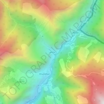 Mapa topográfico Larcha, altitude, relevo