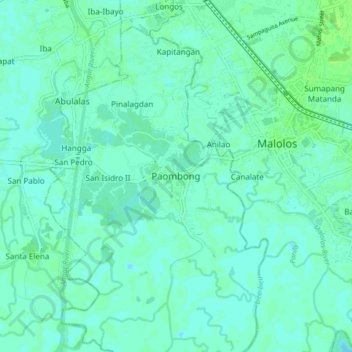 Mapa topográfico Paombong, altitude, relevo