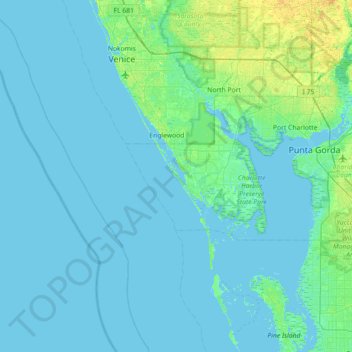 Mapa topográfico Knight Island, altitude, relevo
