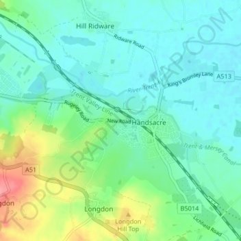 Mapa topográfico Armitage, altitude, relevo