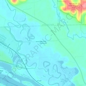 Mapa topográfico Blackhawk, altitude, relevo