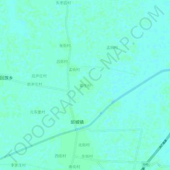 Mapa topográfico 霍庄村, altitude, relevo