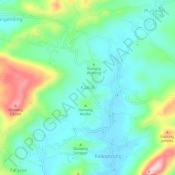 Mapa topográfico Krakal, altitude, relevo