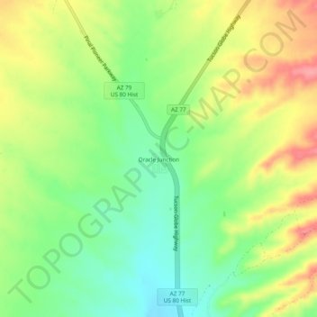 Mapa topográfico Oracle Junction, altitude, relevo