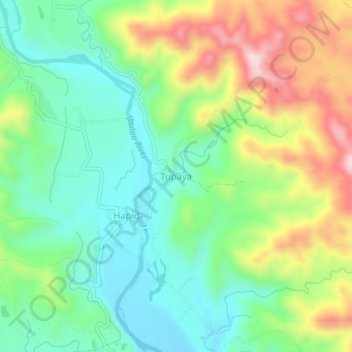 Mapa topográfico Tupaya, altitude, relevo