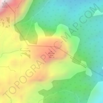 Mapa topográfico Perumal Mala, altitude, relevo