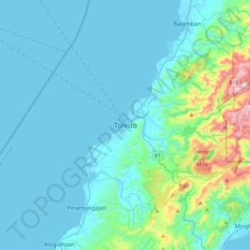 Mapa topográfico Toledo, altitude, relevo