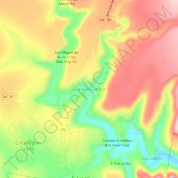 Mapa topográfico Genaro Codina, altitude, relevo